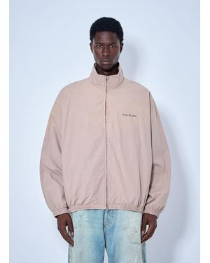 Acne Studios Logo Printed Zip-Up Jacket - Natural