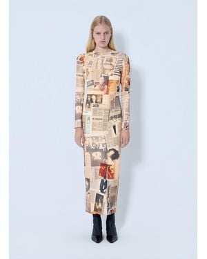 Jean Paul Gaultier Journal Printed Long Dress - White