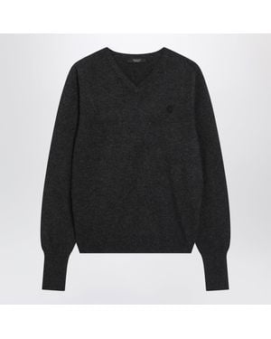 Gucci Dark Cashmere V-Neck Sweater - Black