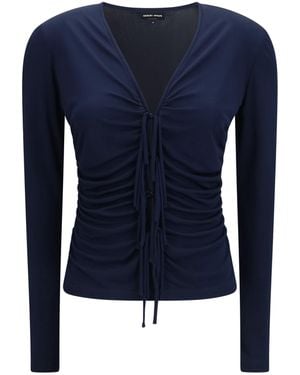 Giorgio Armani V-Neck Viscose Jersey Top - Blue