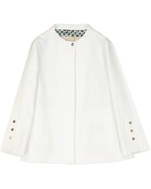 Herno Fully Lined Cotton Jacket With Decorative Button Details - White