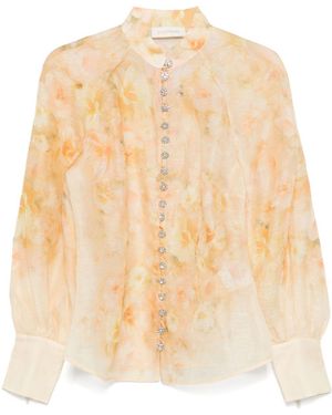 Zimmermann Crush Printed Linen Shirt - Natural