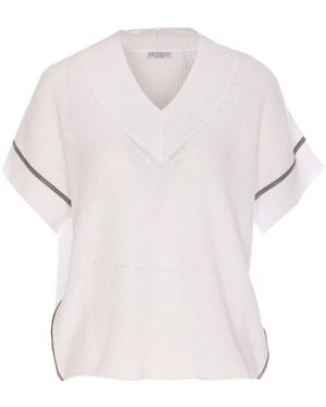 Brunello Cucinelli Precious Trim Cotton T-Shirt - White