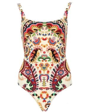 Etro Costume Intero Con Motivo Paisley Floreale - White