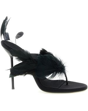 Paris Texas 'Lidia Feather Thong' Mules - Black