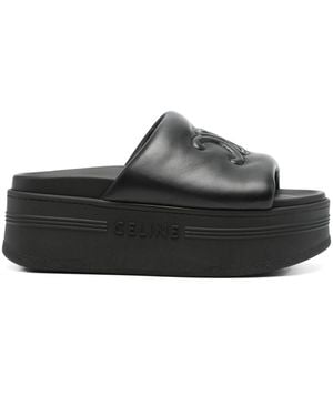 VIP【送料関税込】CELINE BLOCK LEATHER SLIPPERS Celine Block Leather Slippers in White | Lyst