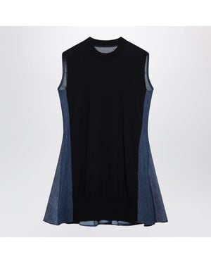 Sacai Denim Dress And Knit Top - Black