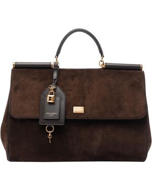 Dolce & Gabbana Dolce&Gabbana My Sicily Suede Handbag - Brown