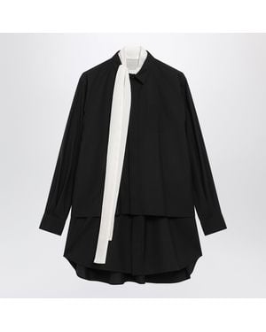 Sacai Woolblend Mini Shirt Dress - Black