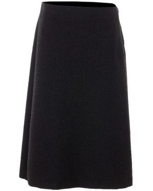 Fendi Boucle' Wool Midi Skirt - Black