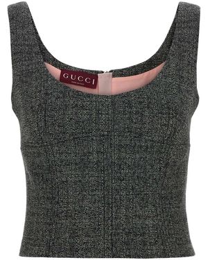 Gucci Wool Grisaille Top, Size 42 It, Ready-To-Wear - Gray