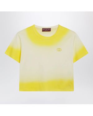 Gucci Cropped Tshirt With Gradient Effect - Yellow