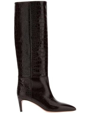 Paris Texas Chocolate Leather Boots - Black