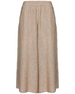 Brunello Cucinelli Sequin Knit Dazzling Texture Culotte Pants - Natural