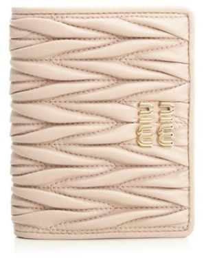 Miu Miu Matelasse Wallet - Natural