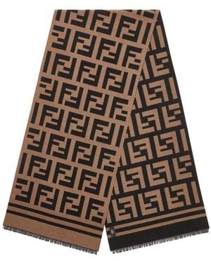 Fendi Wool And Silk Scarf - Natural