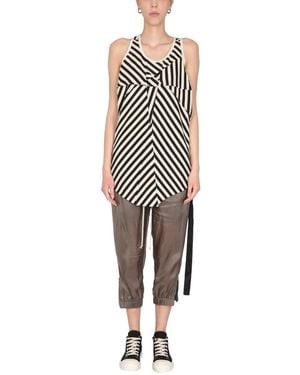 Rick Owens Stripes Round Neck Top - White