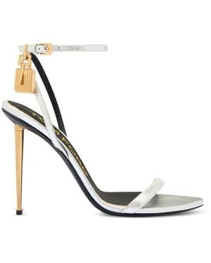 Tom Ford Padlock Leather Heel Sandals - White