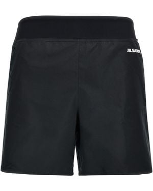 Jil Sander Shorts With Printed Logo - Black