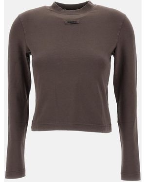 Jacquemus Long Sleeved Gros Grain T-Shirt - Brown
