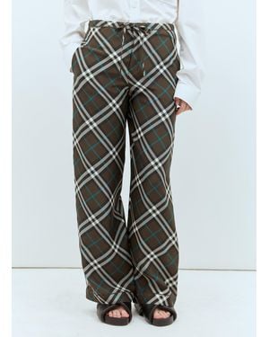 Burberry Check Silk Pants - Multicolor