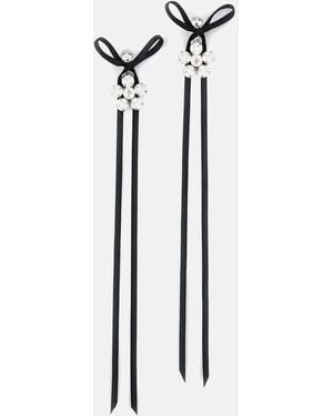 Simone Rocha Mini Daisy Drop Bow Earrings - Black
