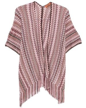 Missoni Zig Zag Print Poncho - Pink