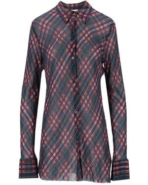 Dries Van Noten Form-Fitting Lurex Shirt - Blue