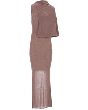 Rick Owens Long Knit Dress With Overlay Detail - Purple