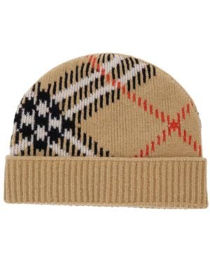 Burberry Wool Hat With Check Motif - Metallic
