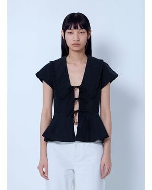 Ganni Compact Poplin Collar Blouse - Blue