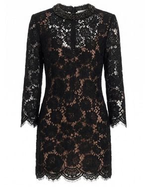 Self-Portrait Lace Long Sleeve Mini Dress - Black