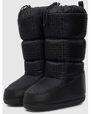 Balmain Snow Boots With Logo - Black