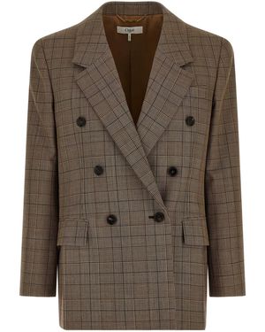 Chloé Chloé Check Double-Breasted Blazer - Brown