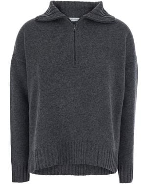 Max Mara 'Crasso' Sweater With Dropped Shoulders And Zip Closure On The Front - Gray