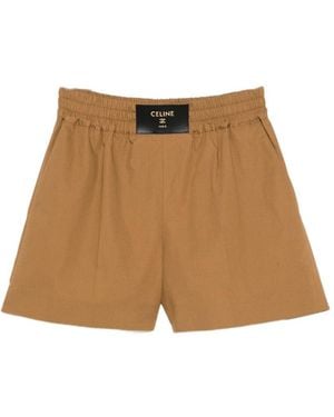 Celine Cotton And Linen Blend Shorts - Natural