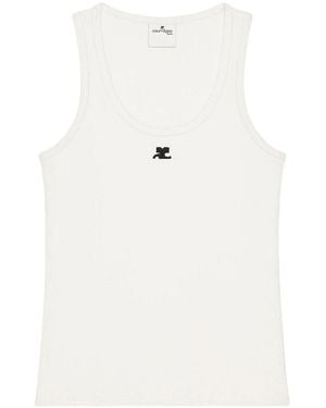 Courreges Solid Scoop Neck Top - White