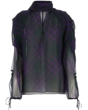 Burberry Printed Crepe Blouse - Blue