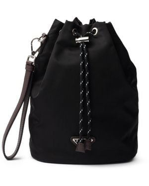 Prada Speedrock Re-Nylon And Leather Pouch - Black