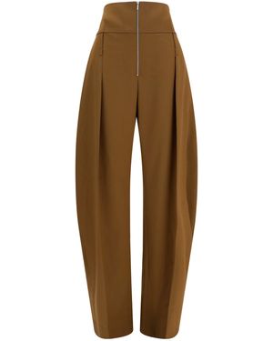 Ferragamo Wide Balloon-Fit Zip Pants - Brown