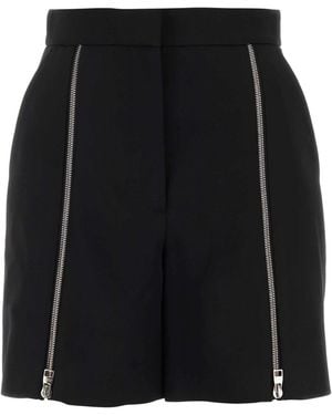 McQueen Wool Zipped Shorts - Black