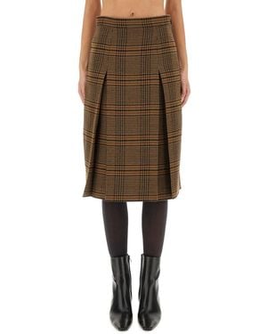 Saint Laurent Wool And Cashmere Midi Skirt - Natural