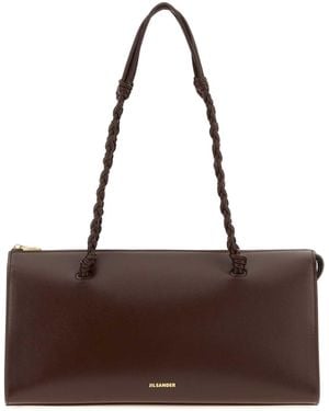 Jil Sander Chocolate Leather Tangle Tent Shoulder Bag - Brown