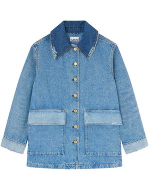 Ganni Coats Recycled Cotton - Blue