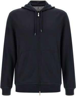 Brunello Cucinelli Cashmere And Silk Hoodie - Blue