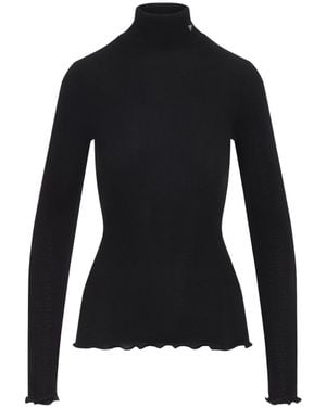 Prada Ribbed Knit Turtleneck Top - Black