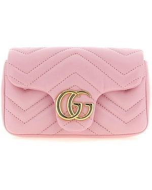 Gucci 'Gg Marmont' Chevron Crossbody Bag - Pink