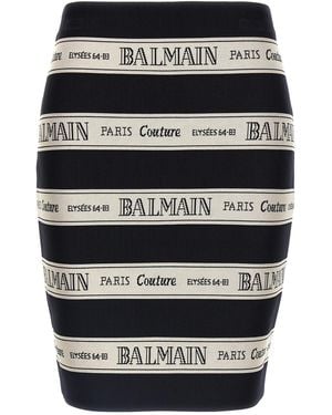 Balmain Striped Jacquard Short Skirt - Black