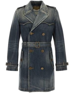 Burberry Denim Trench Coat - Gray