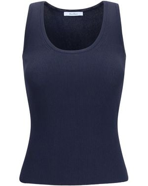 Max Mara Ribbed Jersey Tank Top - Blue